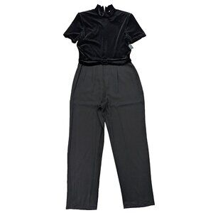 Vintage 90s Women's Jumpsuit Size 12 Victoria Stephens Black Stretch Goth Gothic